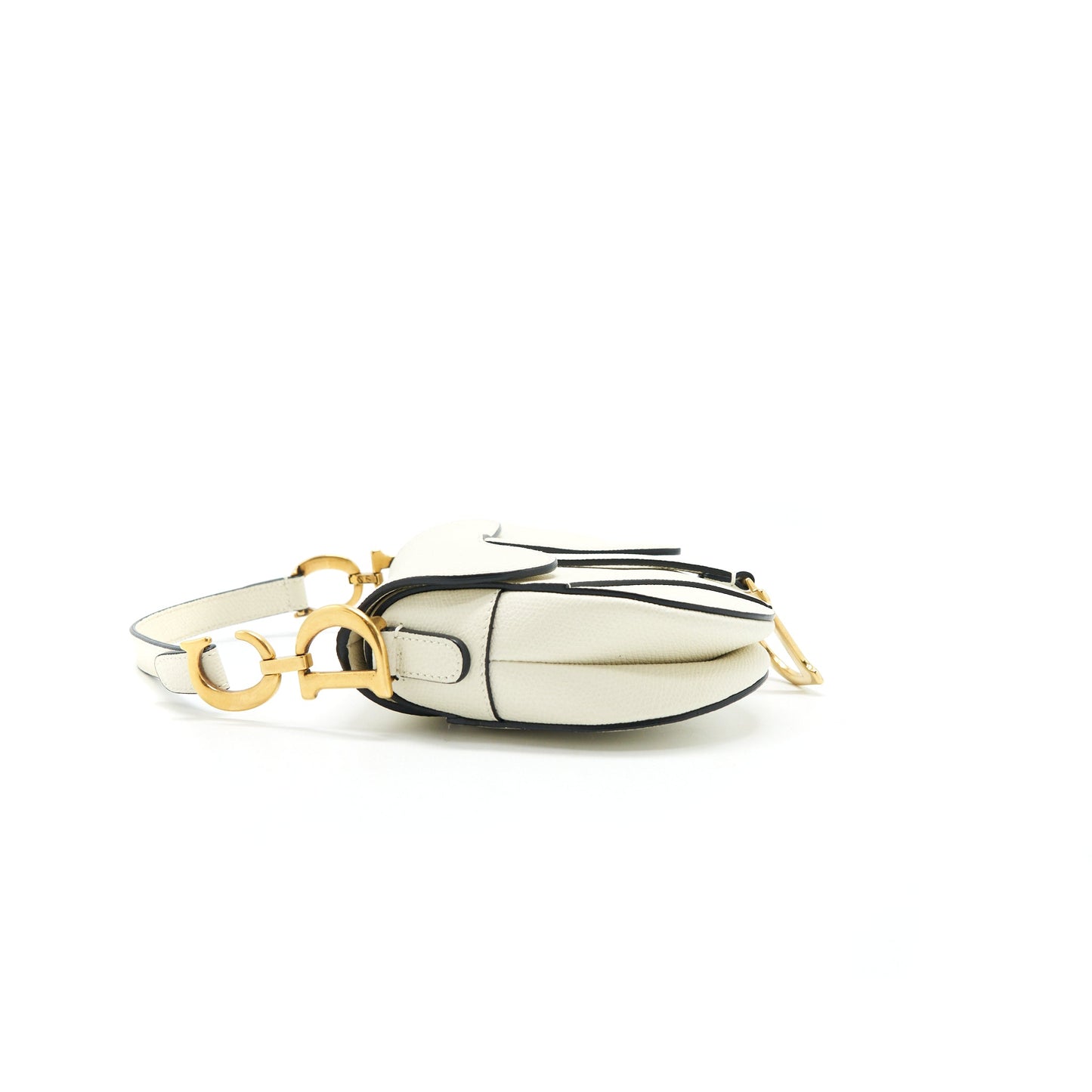 Luxury Dior Small Saddle Bag White GHW