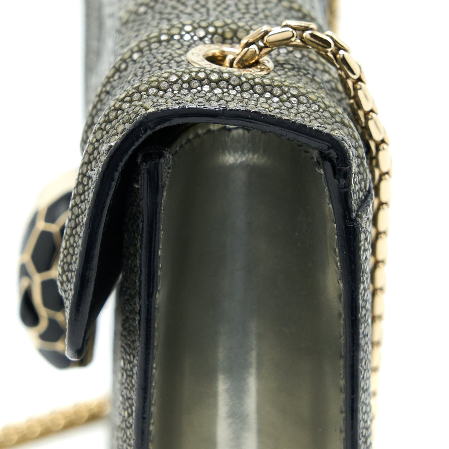 Bvlgari Serpenti Forever Crossbody Bag Stingray Leather Silver LGHW