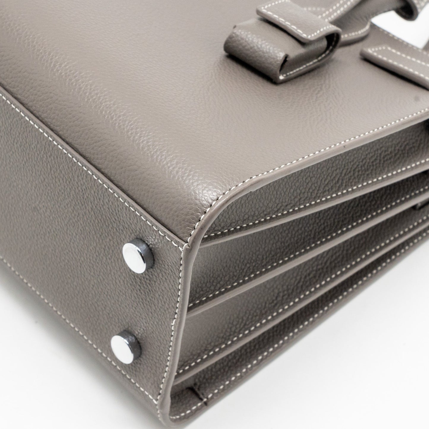 Saint Laurent/YSL Baby Sac de Jour Bag Grained Calfskin Grey SHW