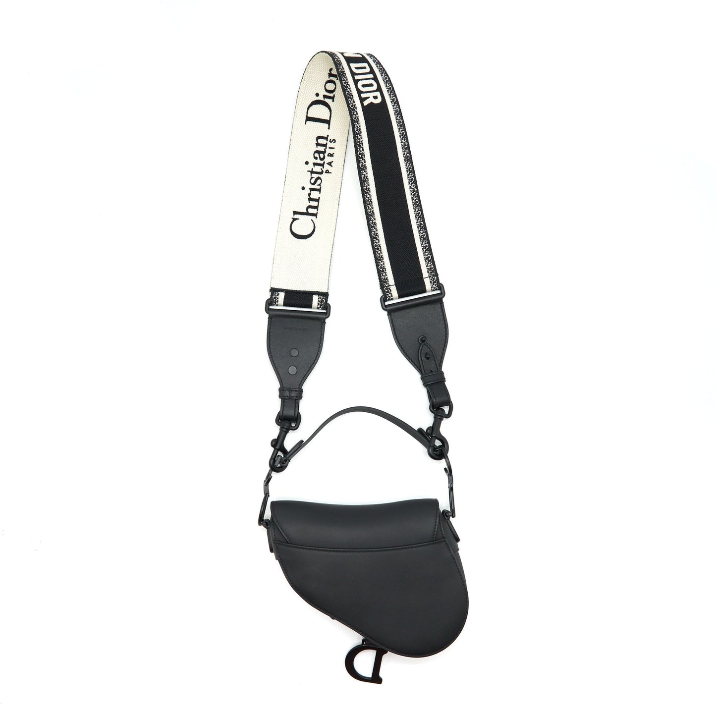 Luxury Dior Mini Saddle Calfskin So Black With An Extra Shoulder Strap