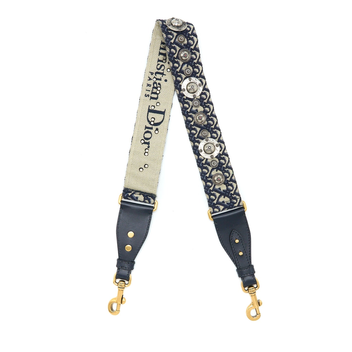 Luxury Dior Shoulder Strap Oblique Canvas/Calfskin Blue Brushed GHW
