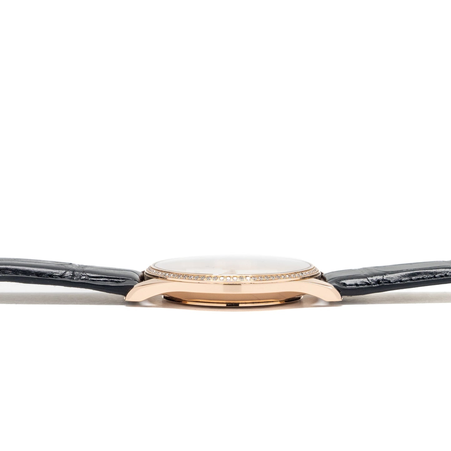 Jaeger LeCoultre 40mm Master Grande Ultra Thin Rose Gold/Diamonds Mens Watch Alligator Strap Black Ref:Q1352502