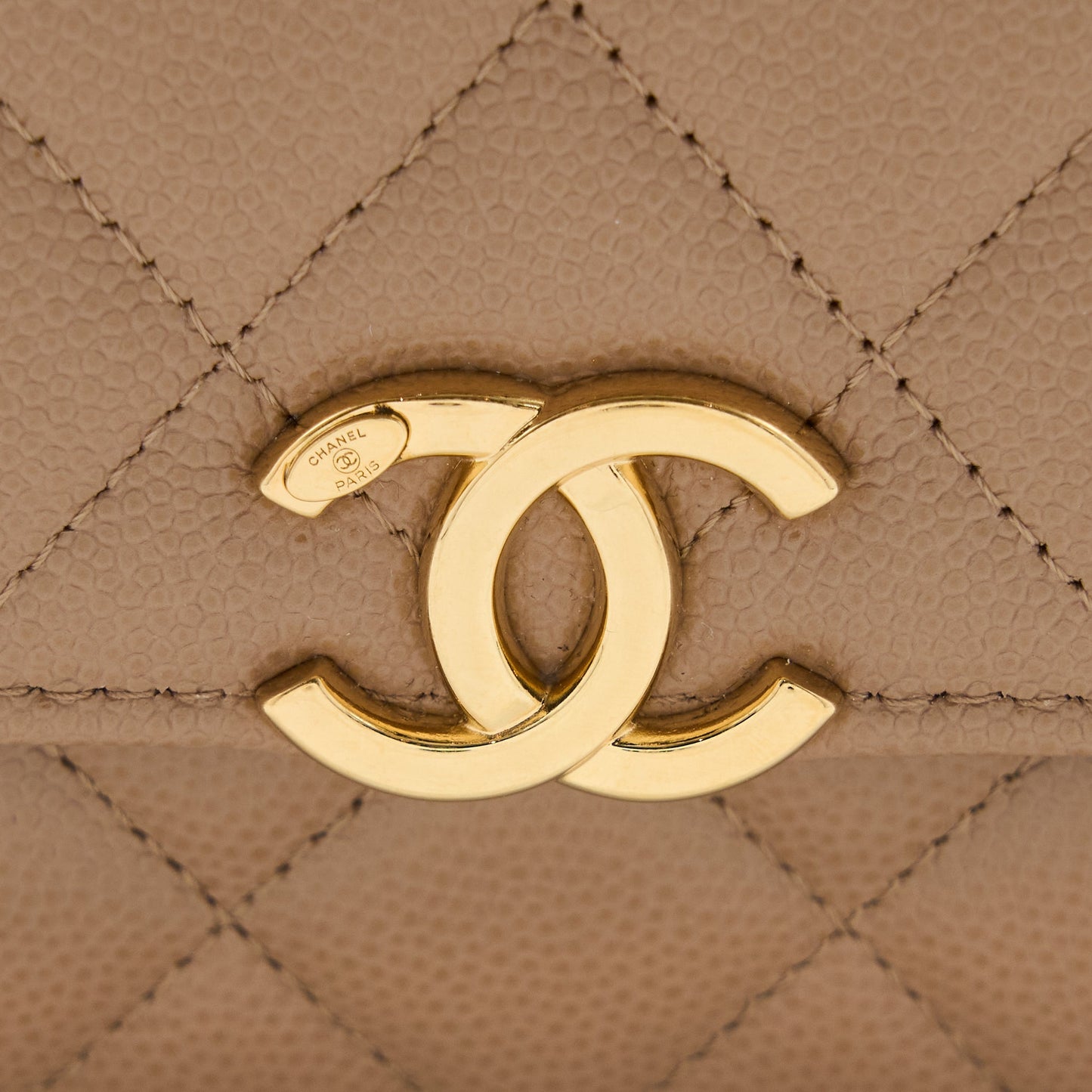 Chanel Mini Flap Bag Caviar Beige GHW (Microchip)