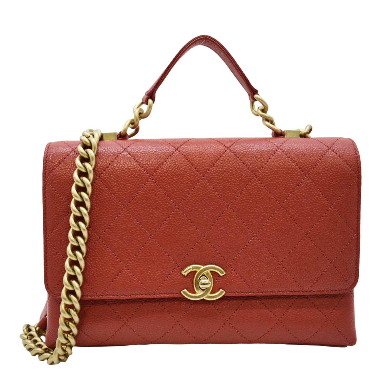 Luxury Chanel Chic Affinity Stitched Small Flap Quilted Caviar Leather Crossbody Bag Red