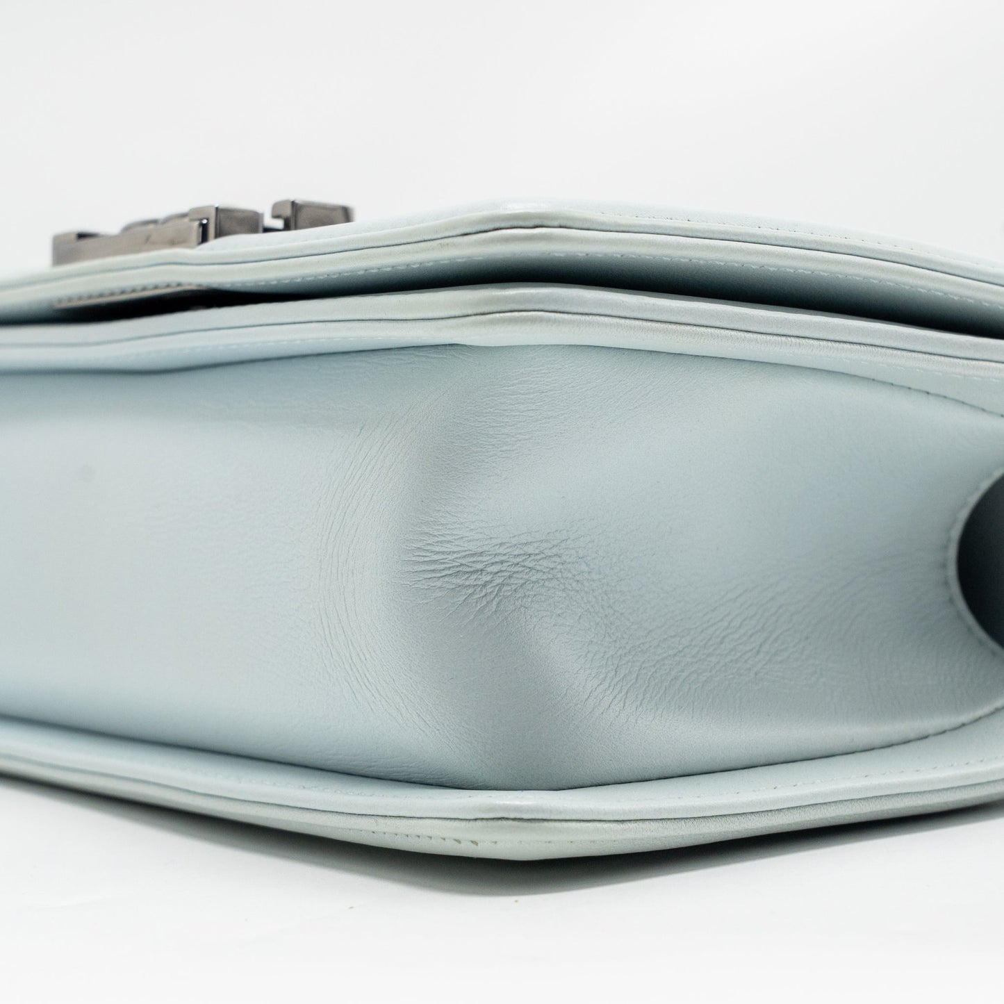 Chanel Small Boy Bag Calfskin Light Blue SHW (Microchip)