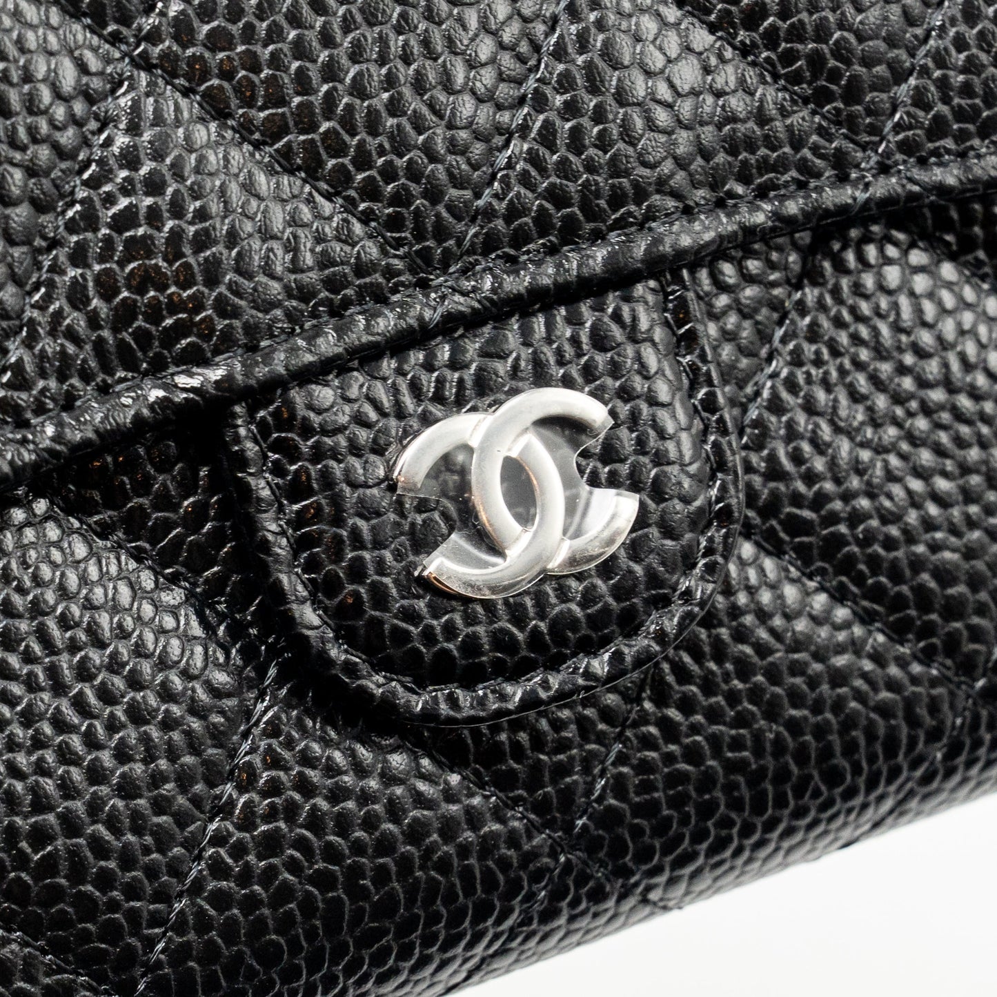 Chanel Classic Flap Wallet Caviar Black SHW (Microchip)