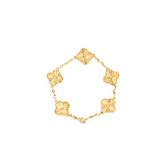 Van Cleef and Arpels Vintage Alhambra Bracelet, 5 Motif yellow gold