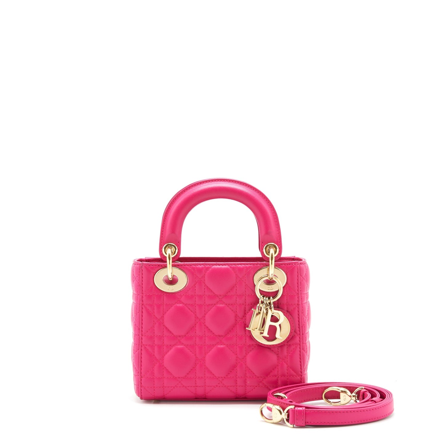 Luxury Dior mini lady Luxury Dior bag lambskin pink GHW