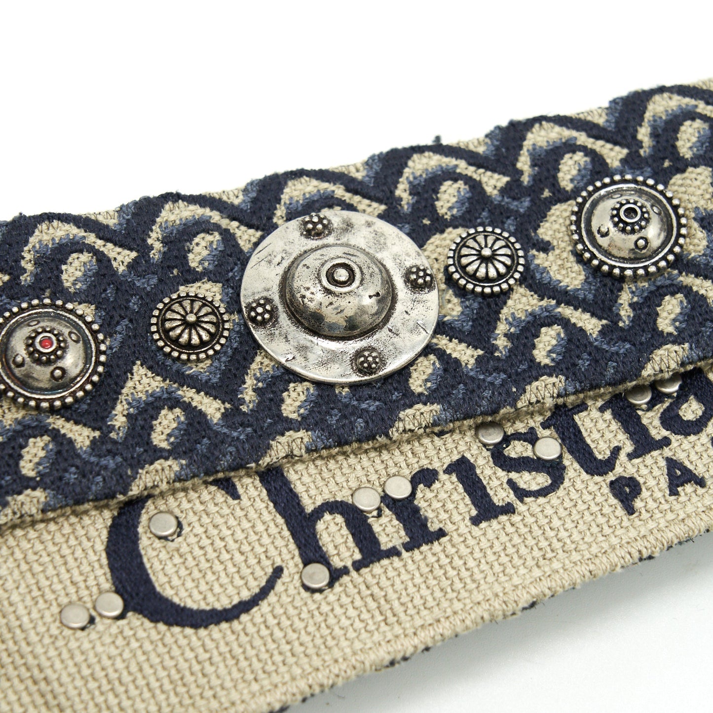 Luxury Dior Shoulder strap Blue Oblique Embroidery with Metal Medallions