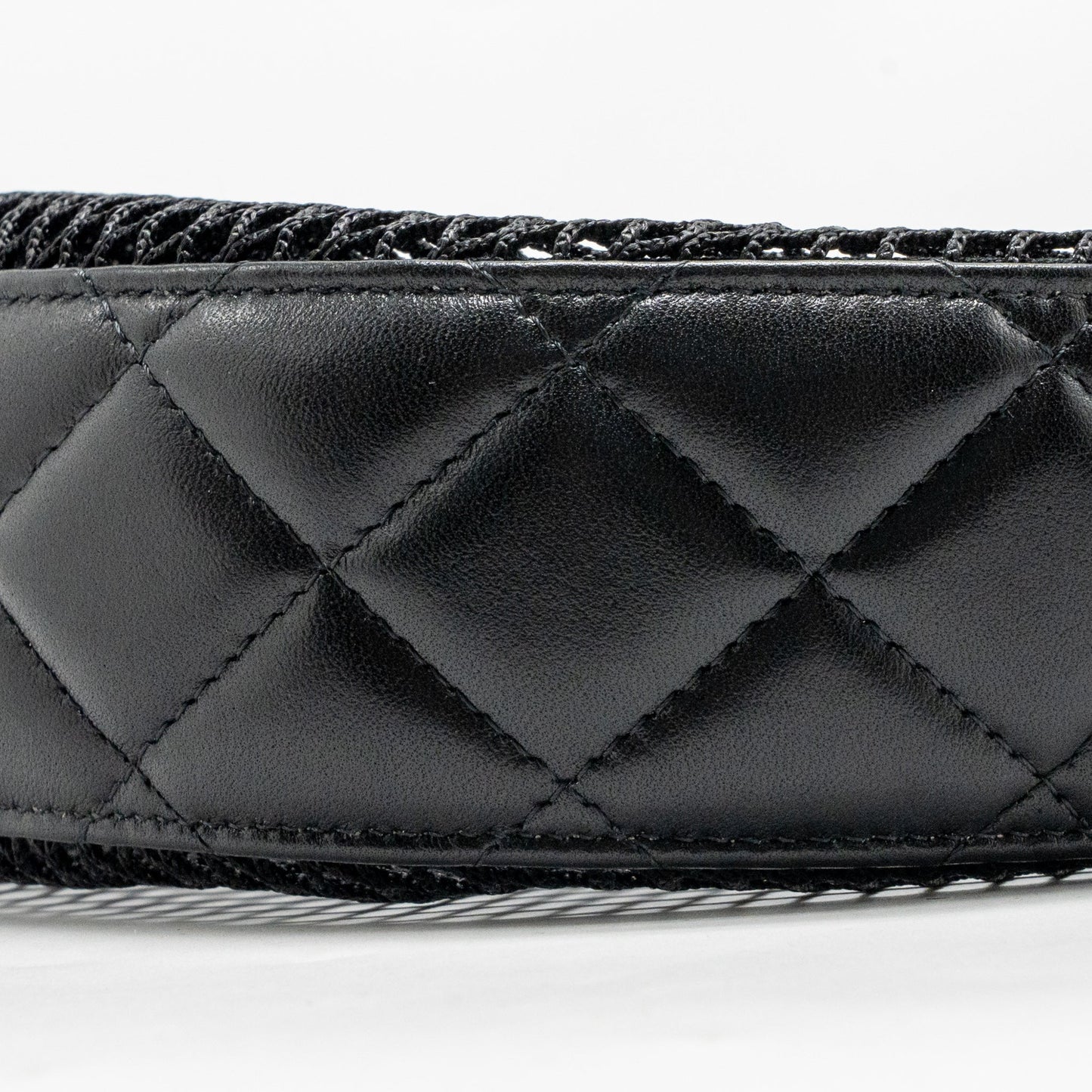 Chanel 25S half moon clutch with chain mesh / lambskin black LGHW (microchip)