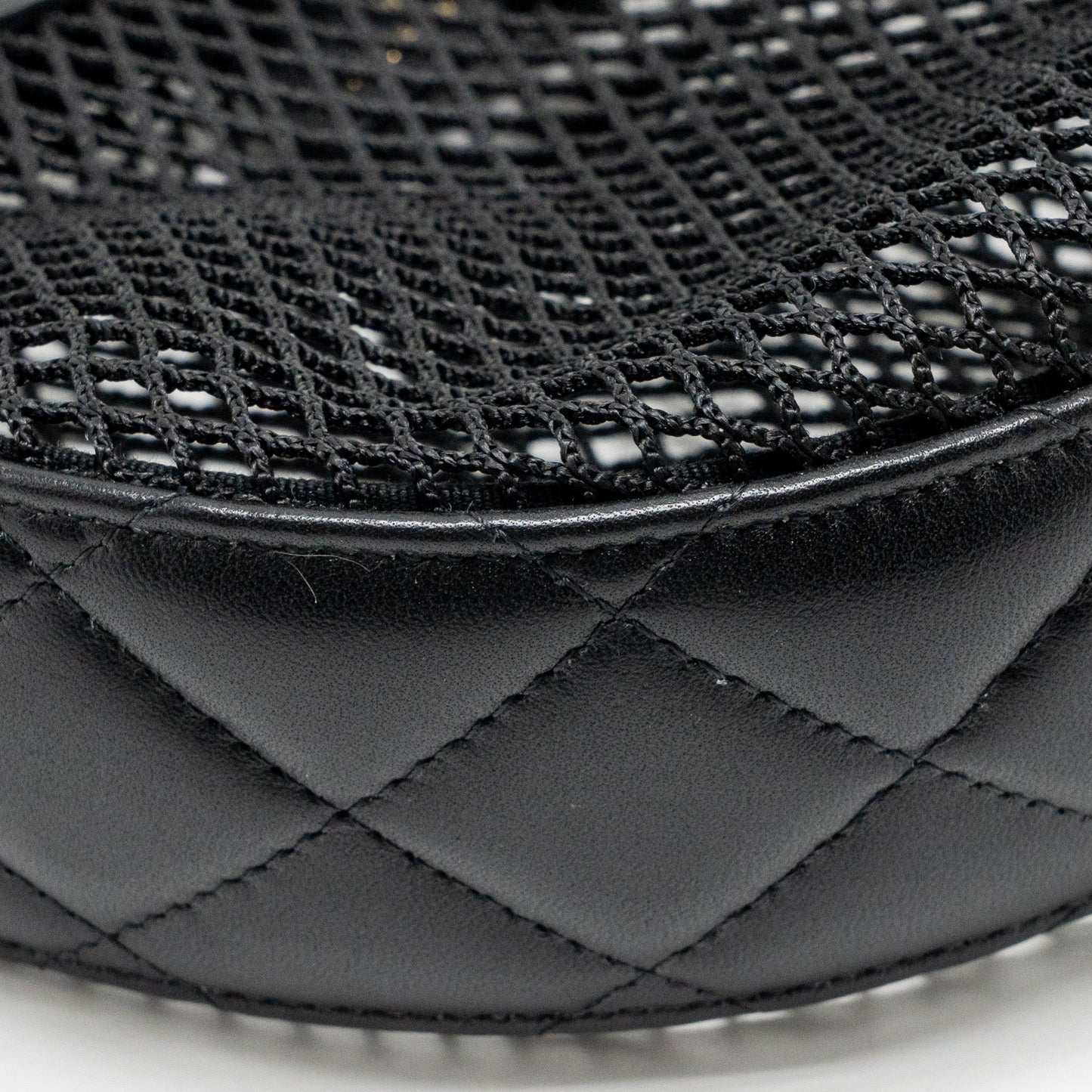 Chanel 25S half moon clutch with chain mesh / lambskin black LGHW (microchip)