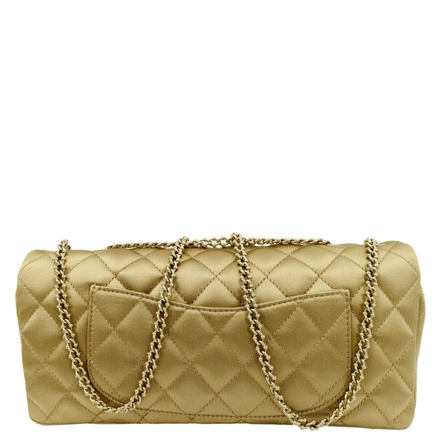 Luxury Chanel East West Satin Single Flap Shoulder Bag Gold