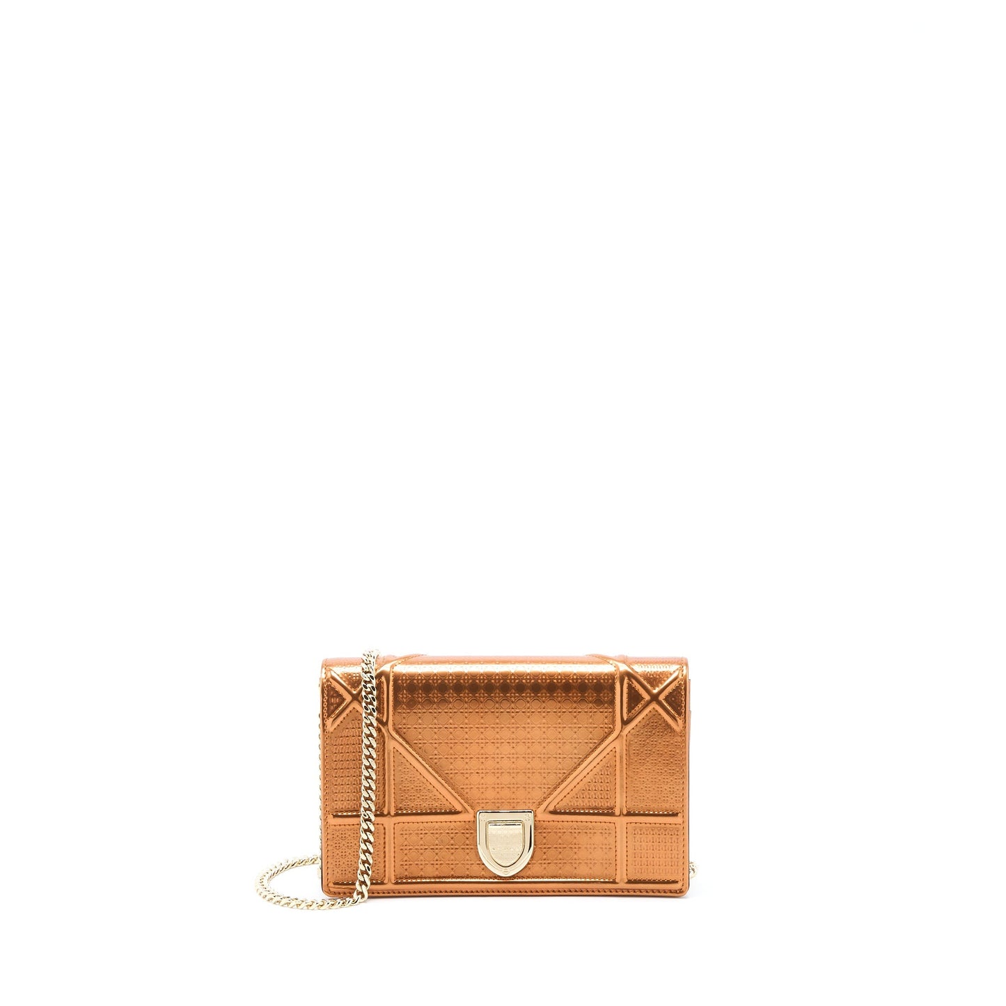 Luxury Dior Luxury Diorama Wallet on Chain Patent Metallic LGHW