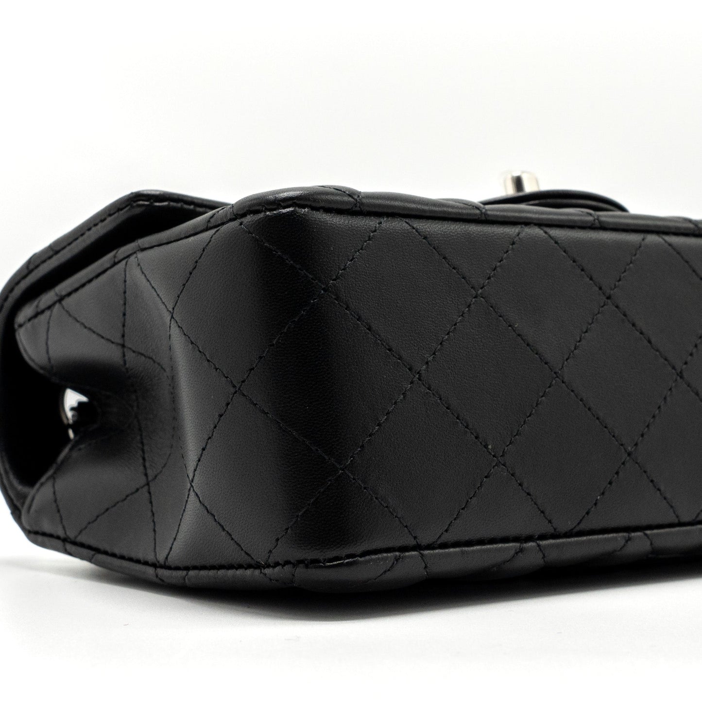 Chanel mini rectangular flap bag lambskin black SHW (microchip)