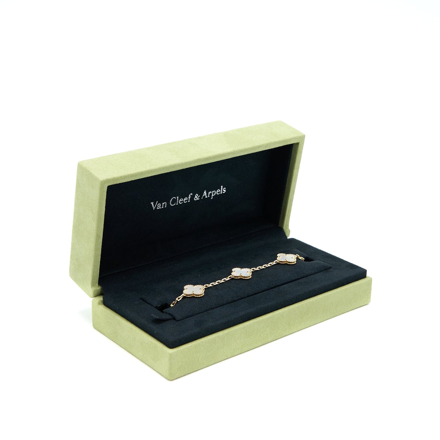 Van Cleef & Arpels Vintage Alhambra Bracelet 5 Motifs Mother Of Pearl Yellow Gold