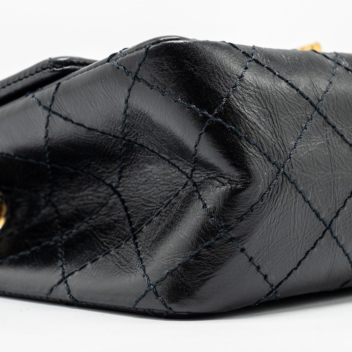 Chanel Mini 2.55 reissue flap bag aged calfskin black GHW
