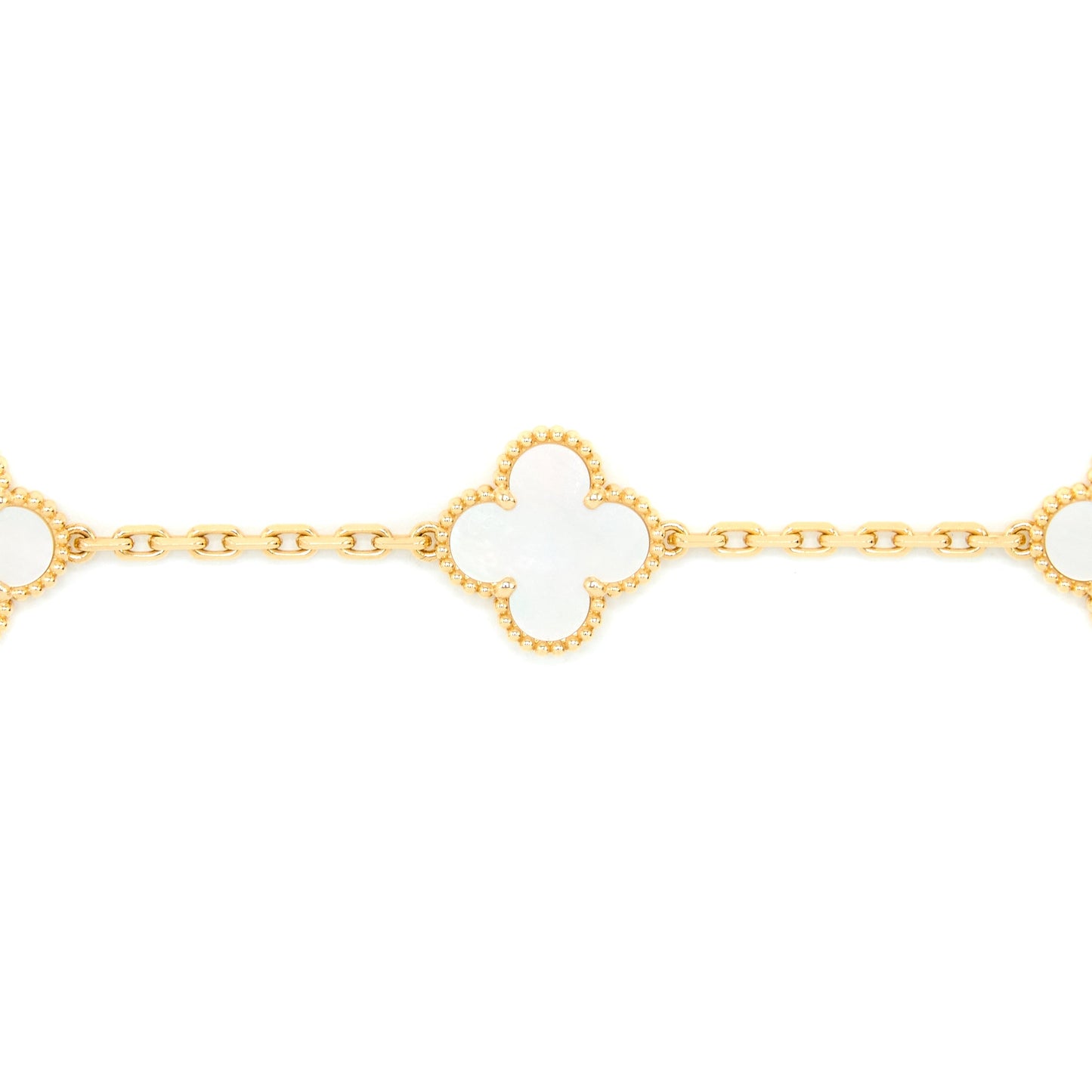Van Cleef & Arpels Vintage Alhambra Bracelet 5 Motifs Mother Of Pearl Yellow Gold
