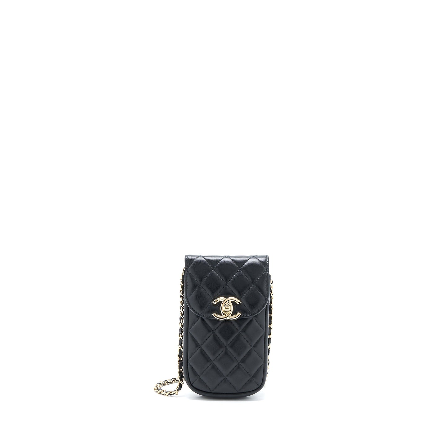 Chanel Flap Phone Pouch with Chain Black Lambskin GHW