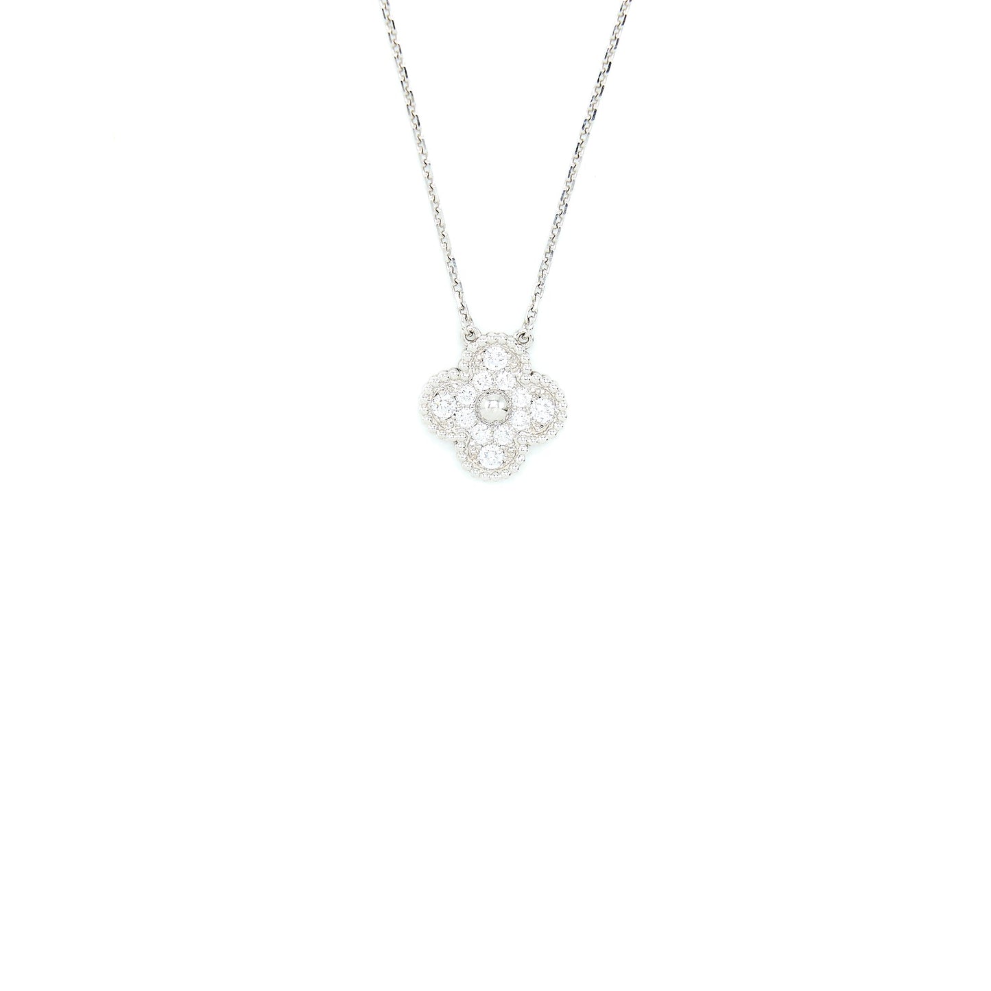 Van Cleef & Arpels Vintage Alhambra Pendant White Gold Diamonds