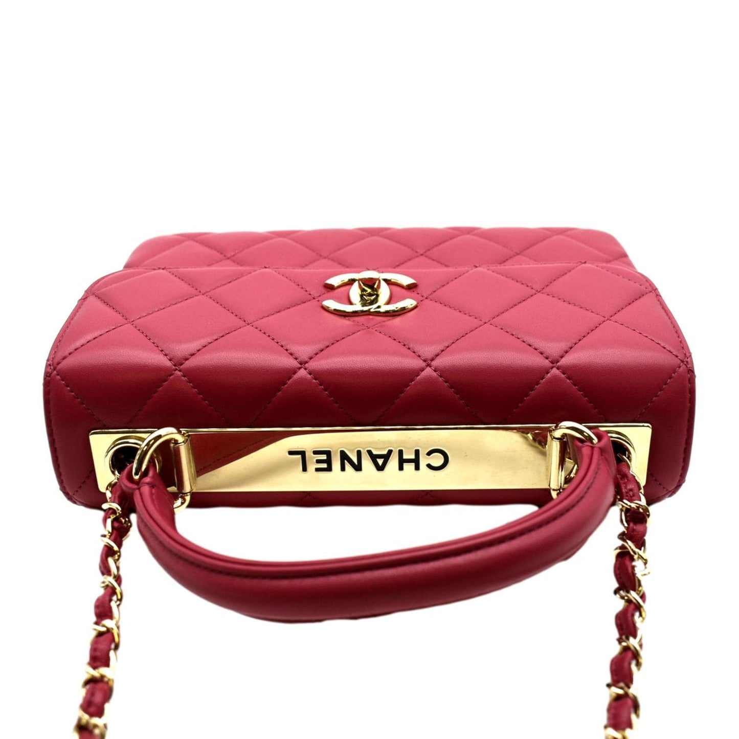 Luxury Chanel Trendy CC Top Handle Flap Quilted Leather Shoulder Bag Red