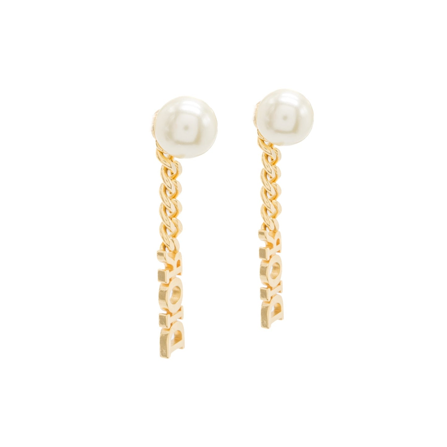 Luxury Dior Letter Dropped Earrings Crystal/Pearl Gold Tone