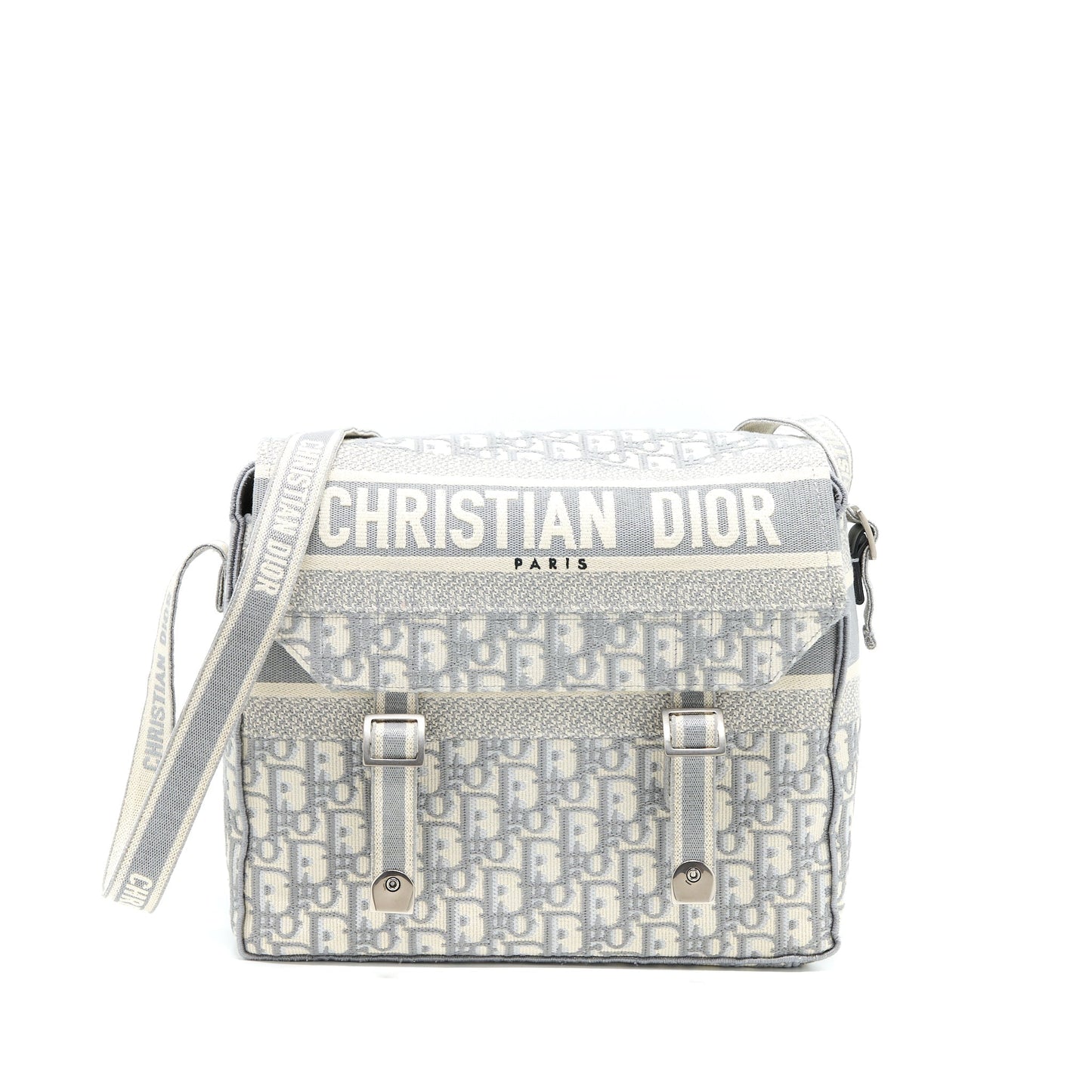 Luxury Dior Luxury Diorcamp Messenger Bag Oblique Embroidery Light Grey SHW