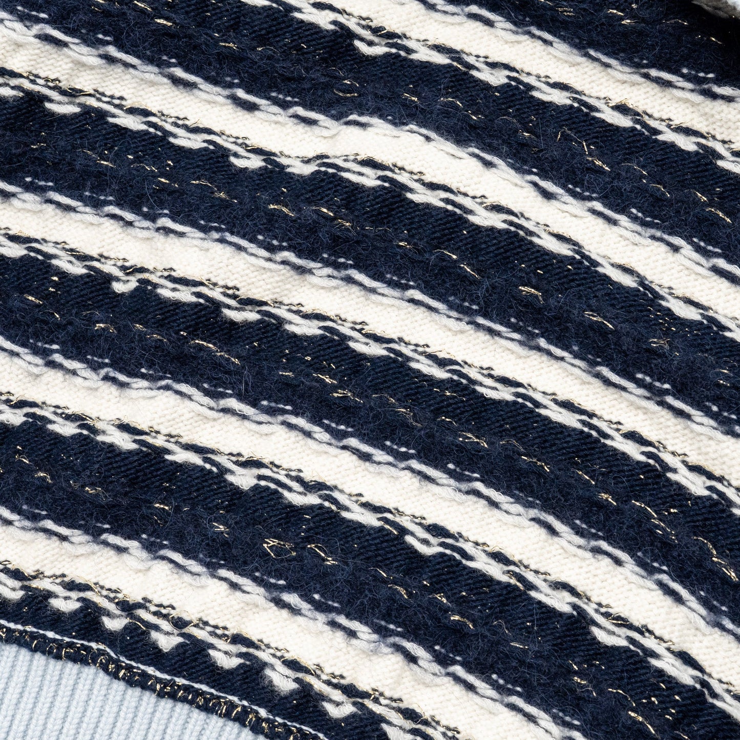 Chanel Size 36 Metal Coco Mark Button Stripe Cardigan Cashmere/Cotton Navy/Blanc/Light Blue SHW