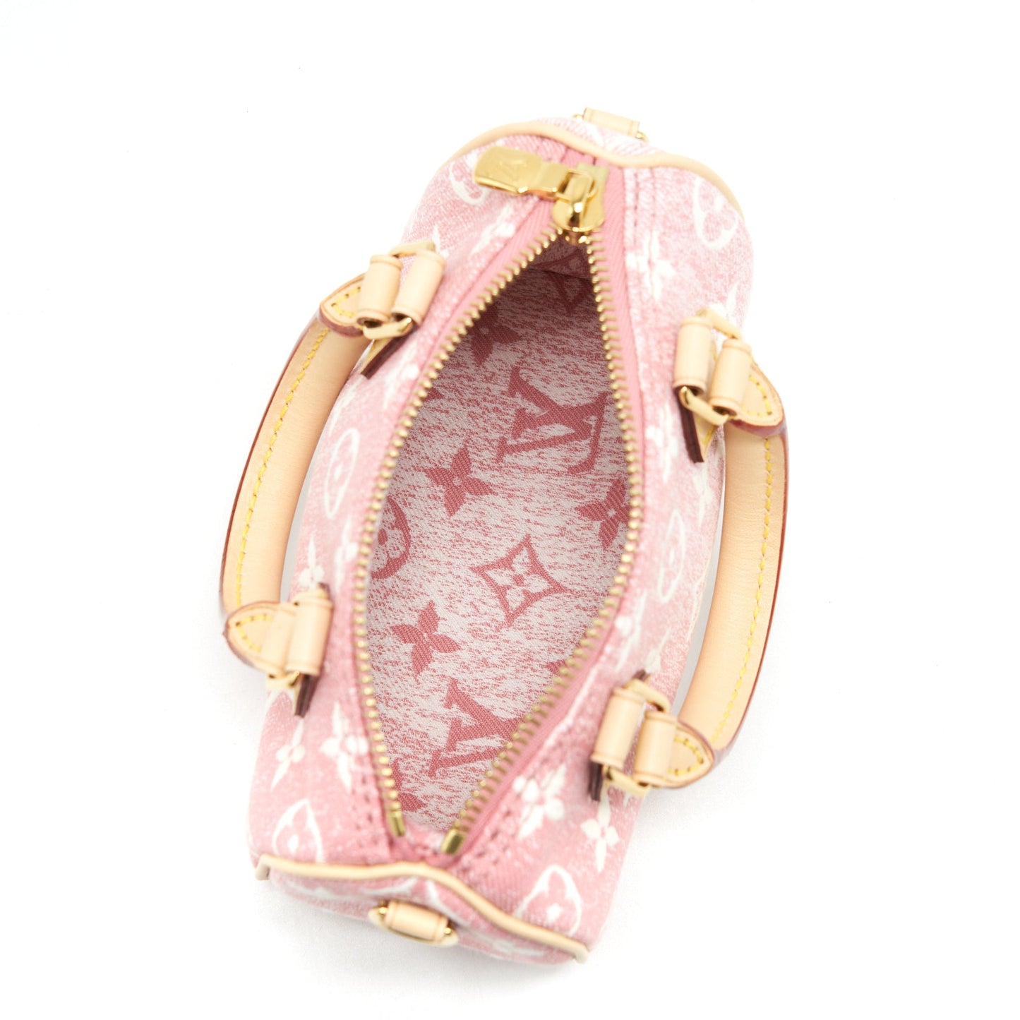 Louis Vuitton Nano Speedy Monogram Jacquard Denim Pink