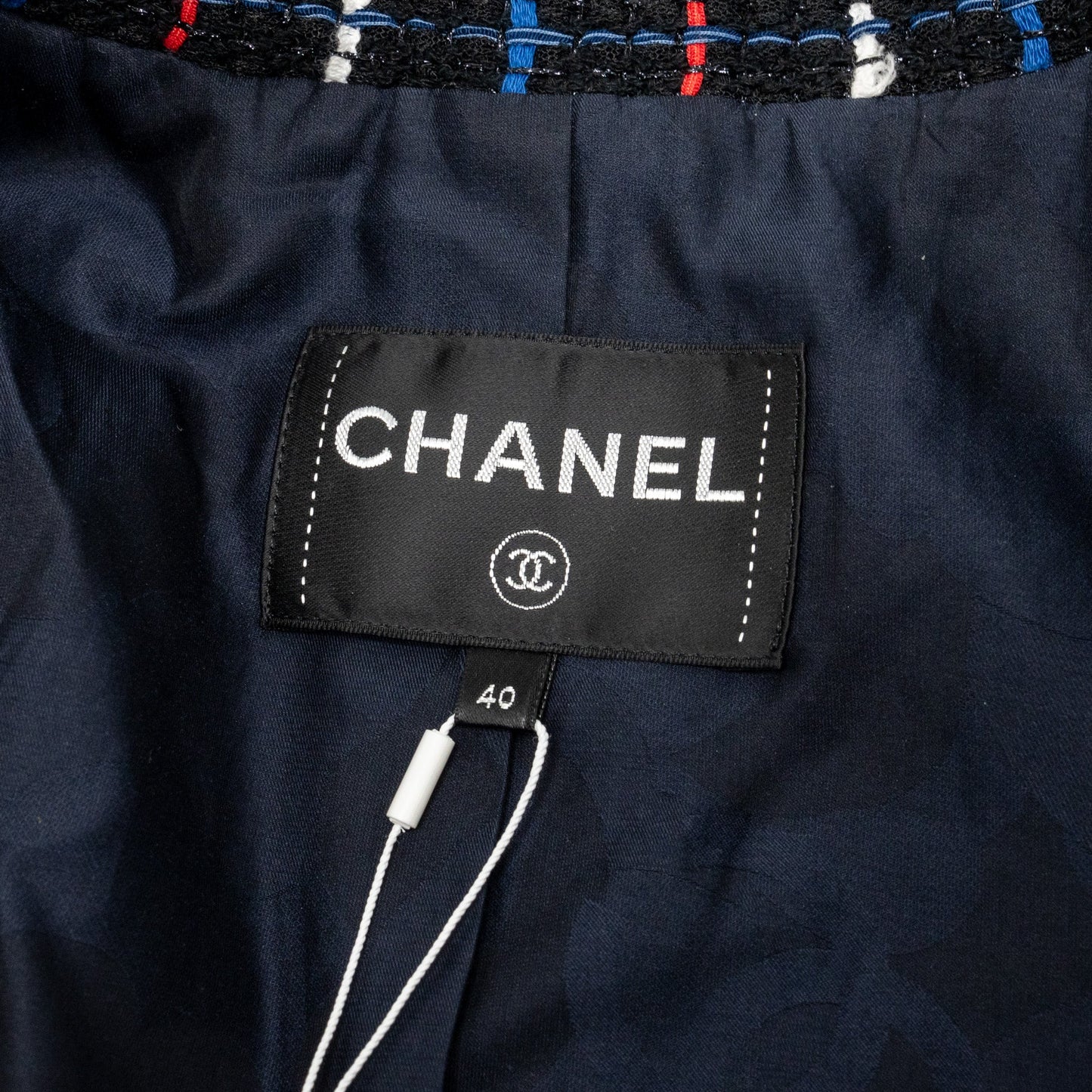 Chanel Size 40 CC Button Tweed Jacket Cotton/Polyester Black/Multicolour