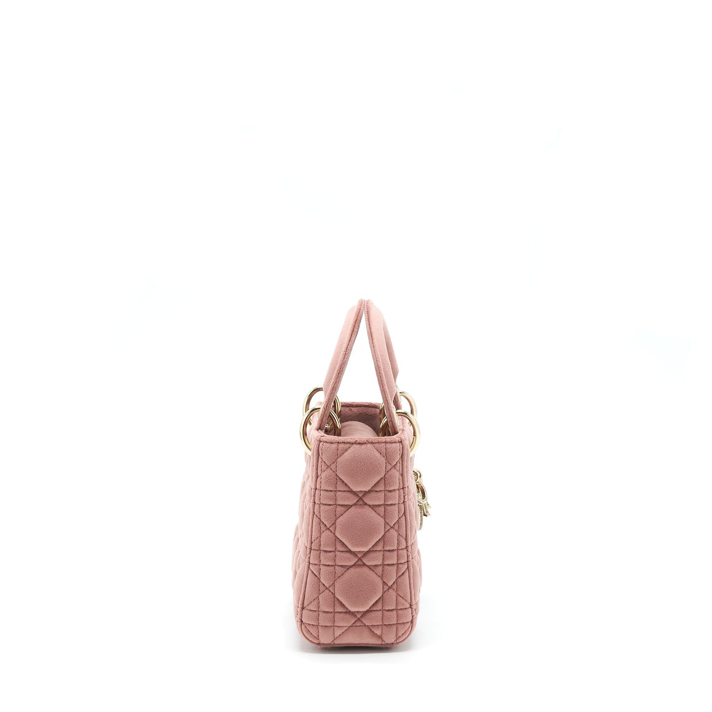 Luxury Dior Mini Lady Luxury Dior Velvet Pink With Crystal Light Gold Hardware