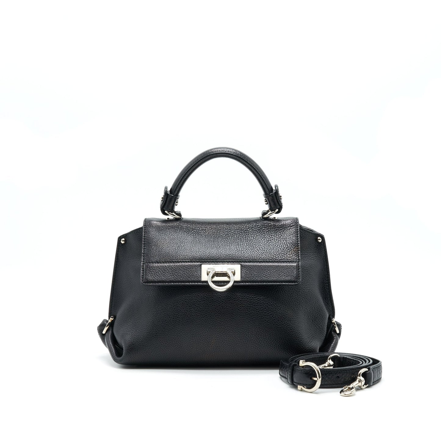 Salvatore Ferragamo Sophia Handle Crossbody Bag in Black SHW