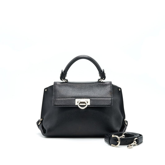 Salvatore Ferragamo Sophia Handle Crossbody Bag in Black SHW