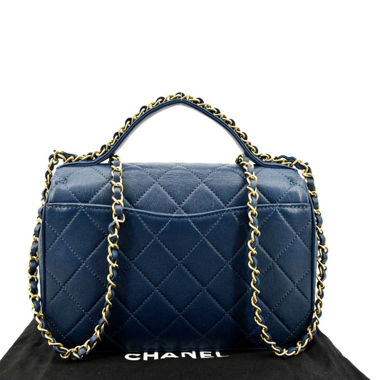 Luxury Chanel Infinity Chain Quilted Leather Crossbody Bag Blue