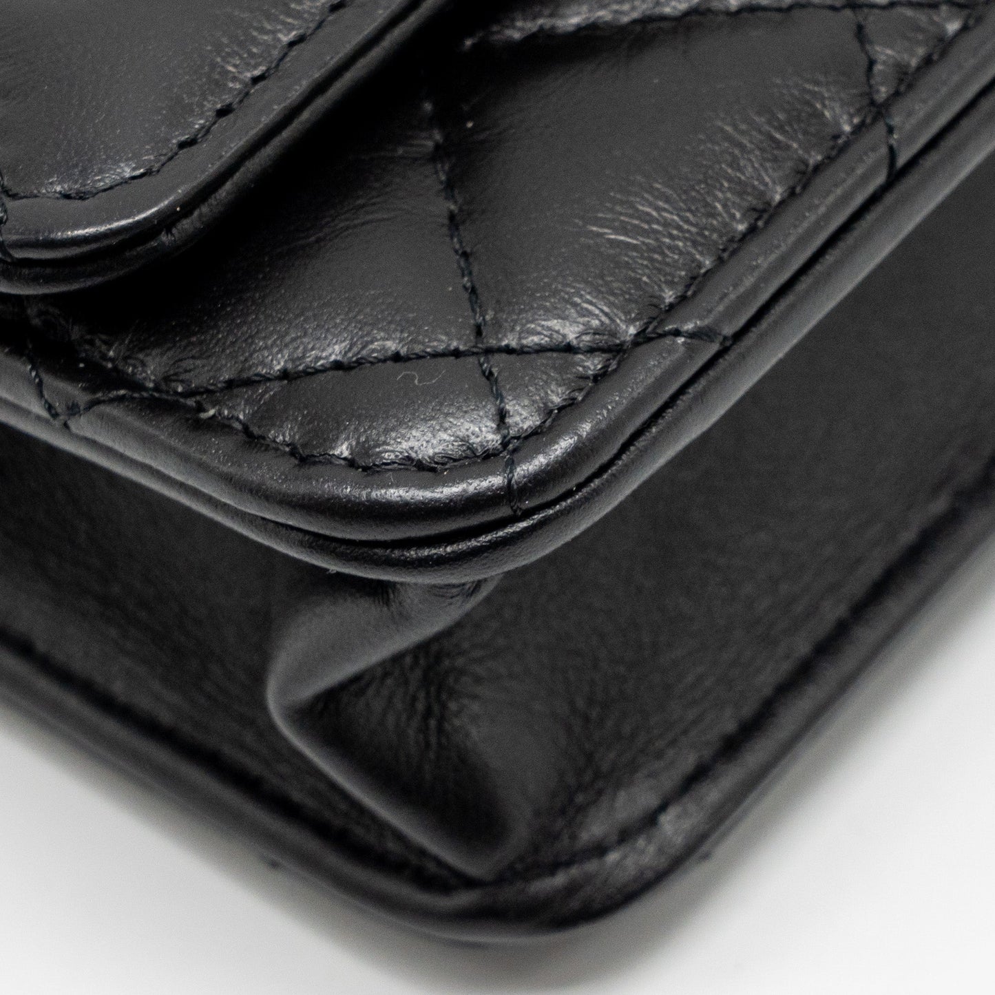 Chanel 2.55 Reissue WALLET on Chain Aged Calfskin Black GHW (Microchip)