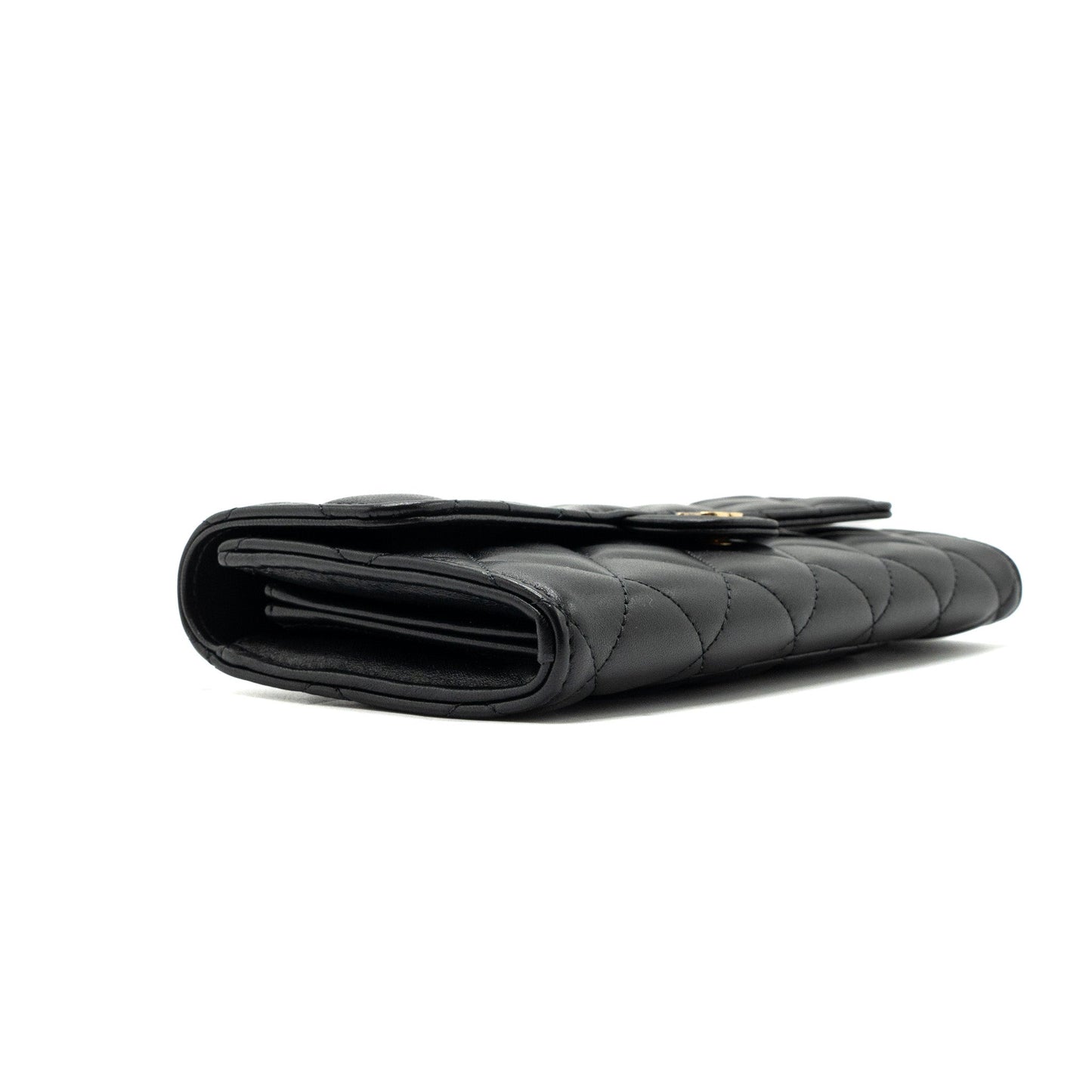 Chanel classic long flap wallet lambskin black GHW (microchip)