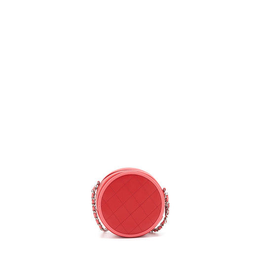 Chanel Round Crossbody Clutch Lambskin Red/Pink SHW