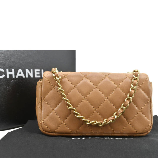 Luxury Chanel Marine Charms Mini Quilted Leather Crossbody Bag Dark Beige