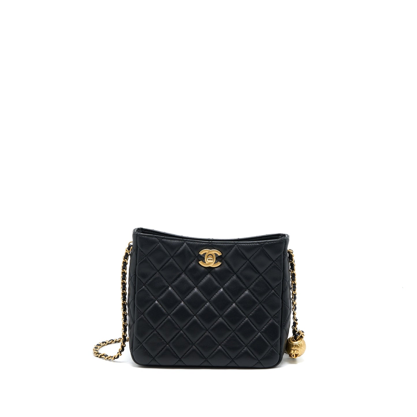 Chanel Pearl Crush Hobo Bag Lambskin Black GHW (Microchip)