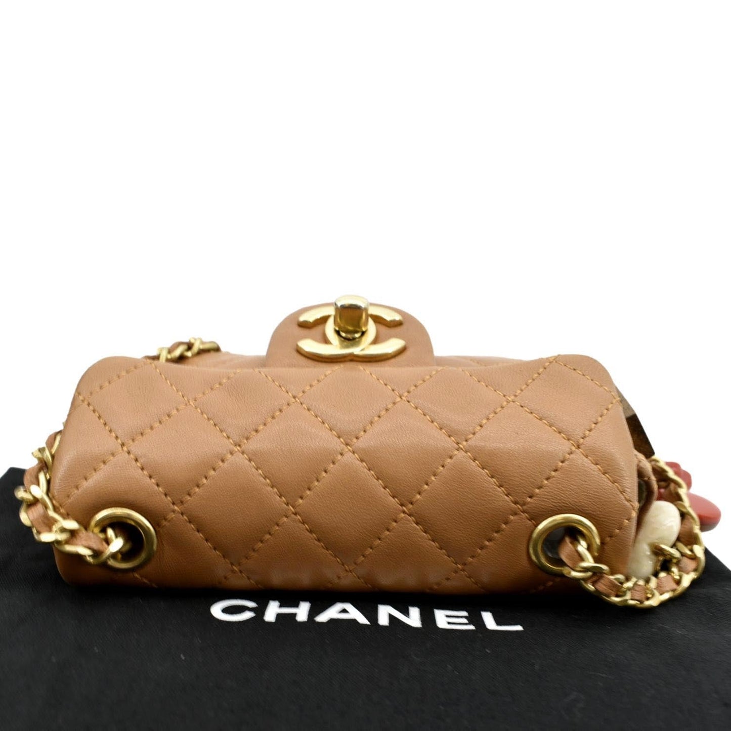 Luxury Chanel Marine Charms Mini Quilted Leather Crossbody Bag Dark Beige