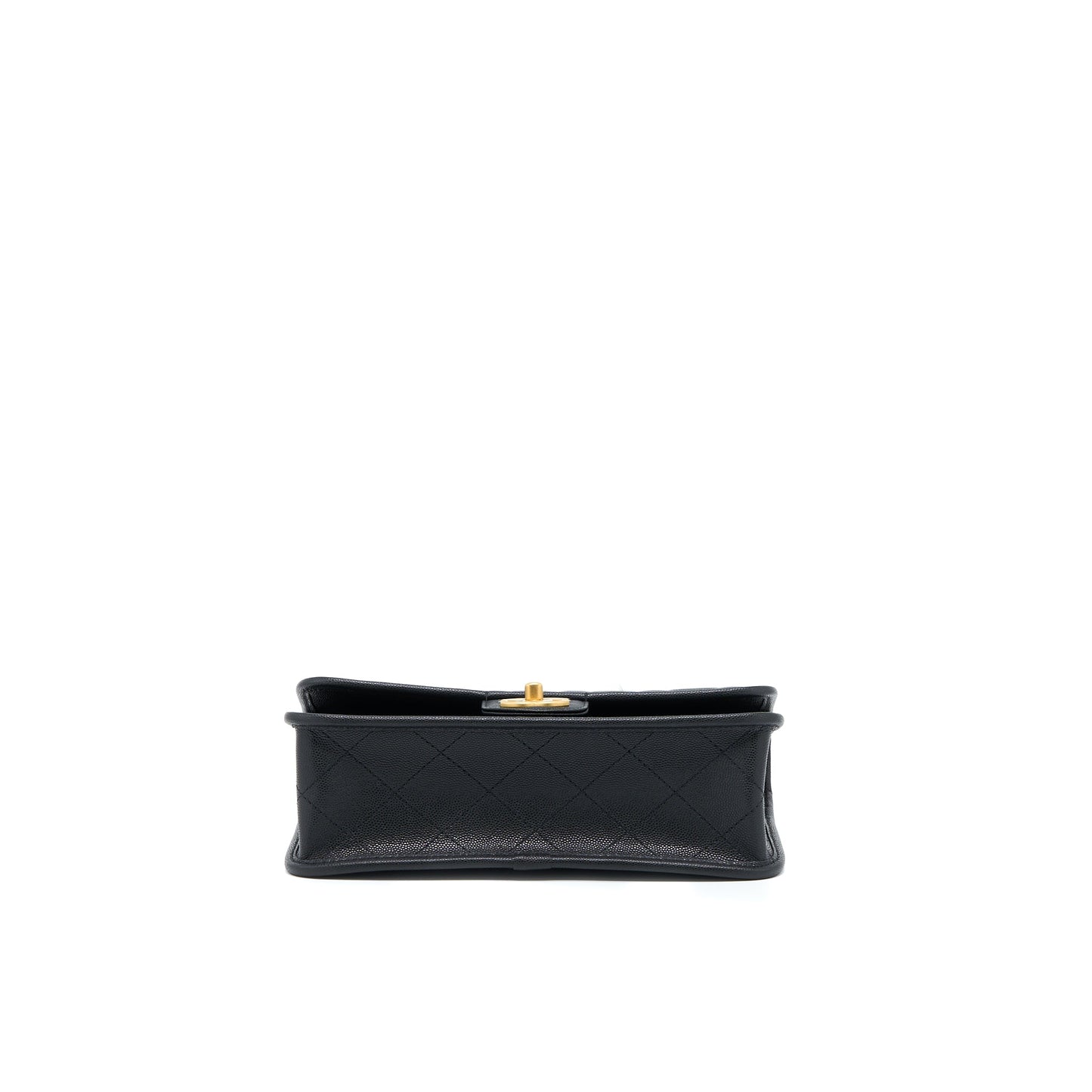 Chanel 22K Top Handle Messenger Bag Caviar Black Brushed GHW (Microchip)