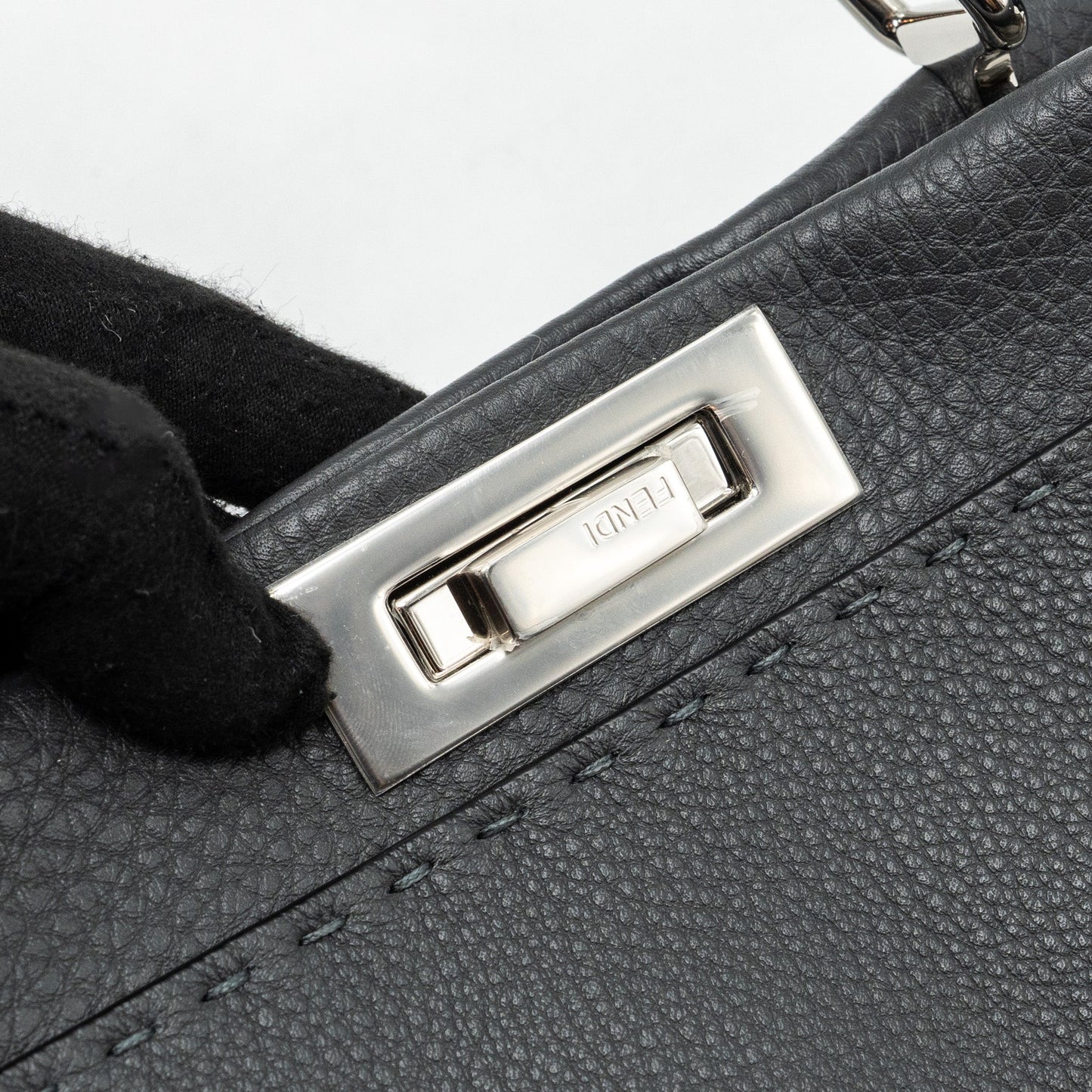 Fendi Medium Peekaboo Bag Selleria Leather Black SHW