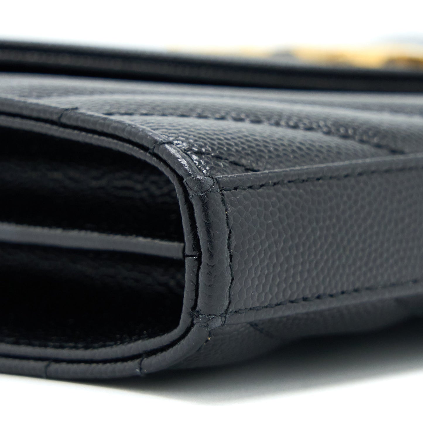 Saint Laurent Wallet On Chain Grained Calfskin Black GHW