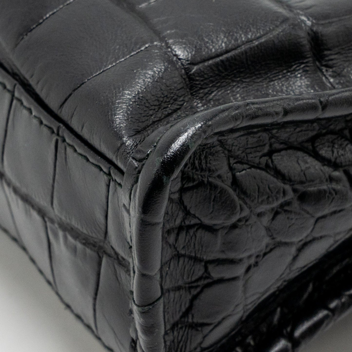Balenciaga Nano city bag croc-embossed calfskin black GHW