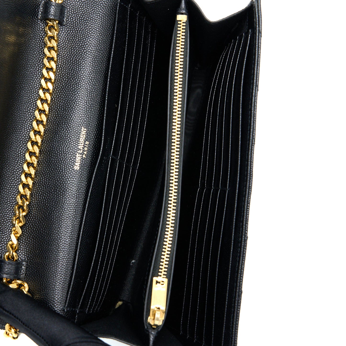 Saint Laurent Wallet On Chain Grained Calfskin Black GHW