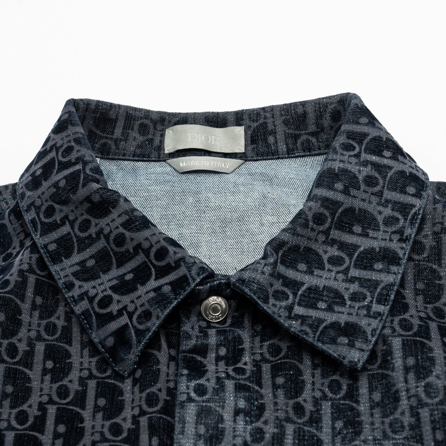 Luxury Dior Size 48 Oblique Jacquard Jacket Velvet/Denim Navy
