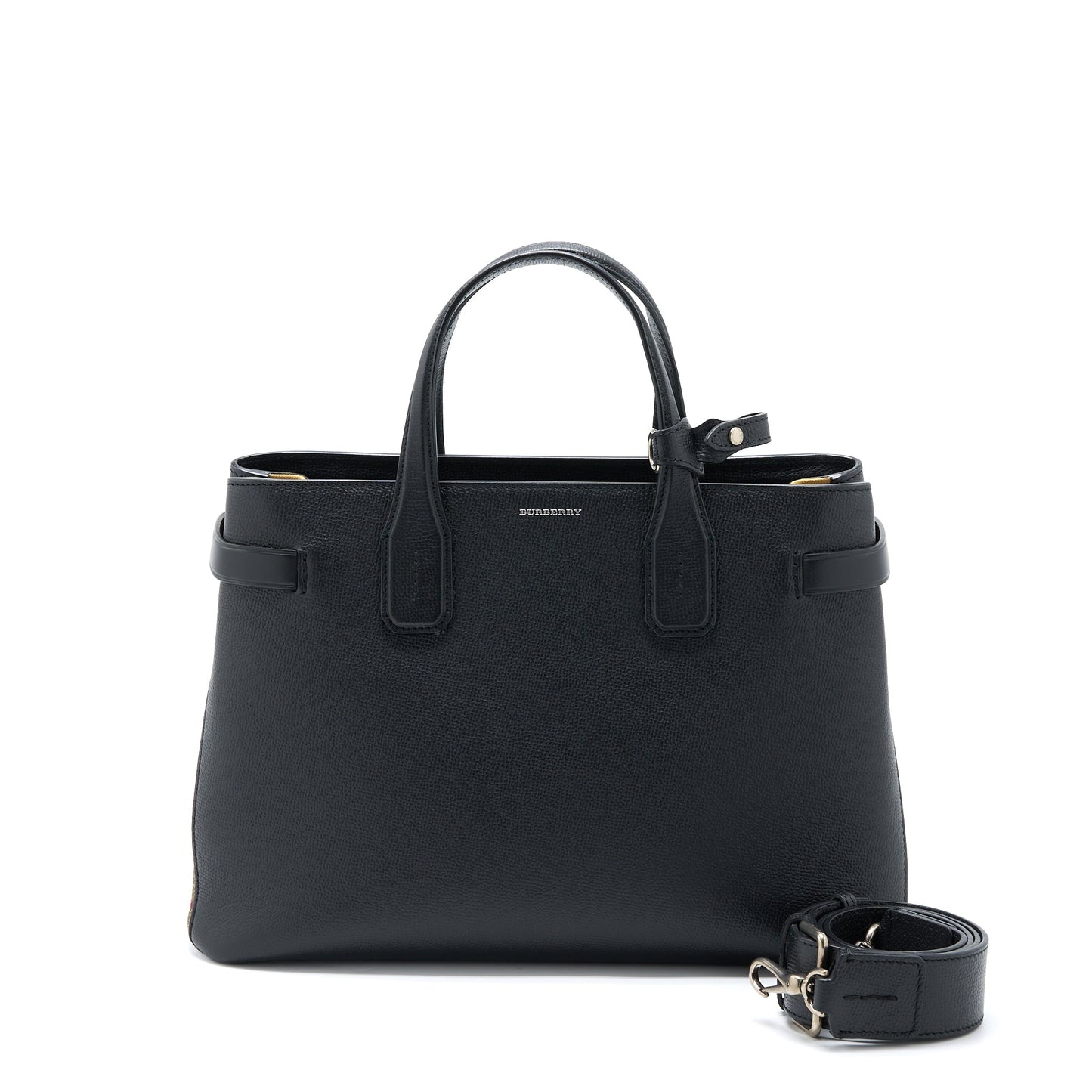 Burberry The Medium Banner Bag Calfskin Black/Multicolour SHW