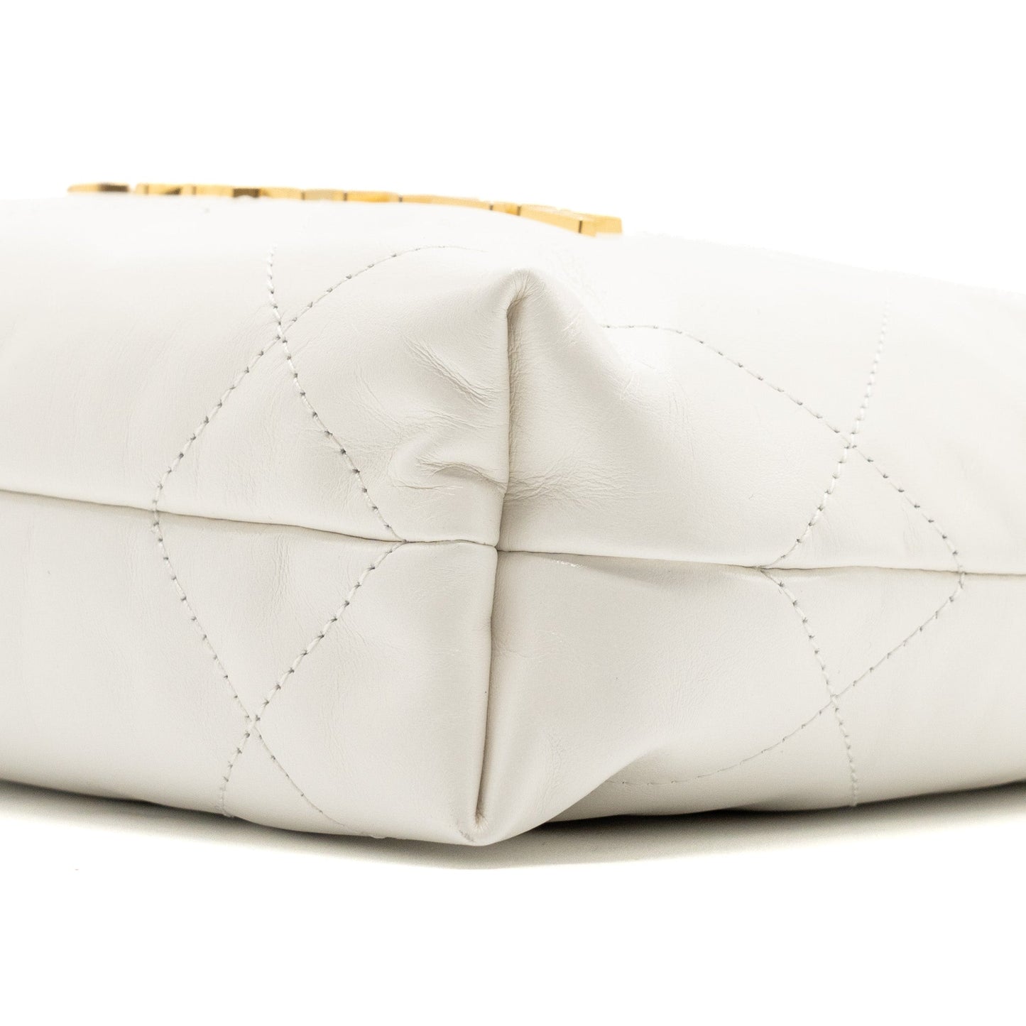 Chanel Mini 22 bag shiny calfskin white GHW (microchip)