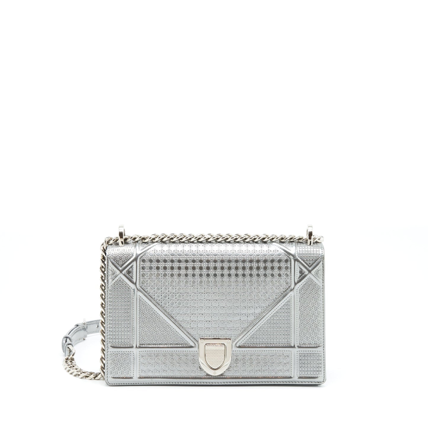 Luxury Dior Medium Luxury Diorama Metallic Sliver SHW