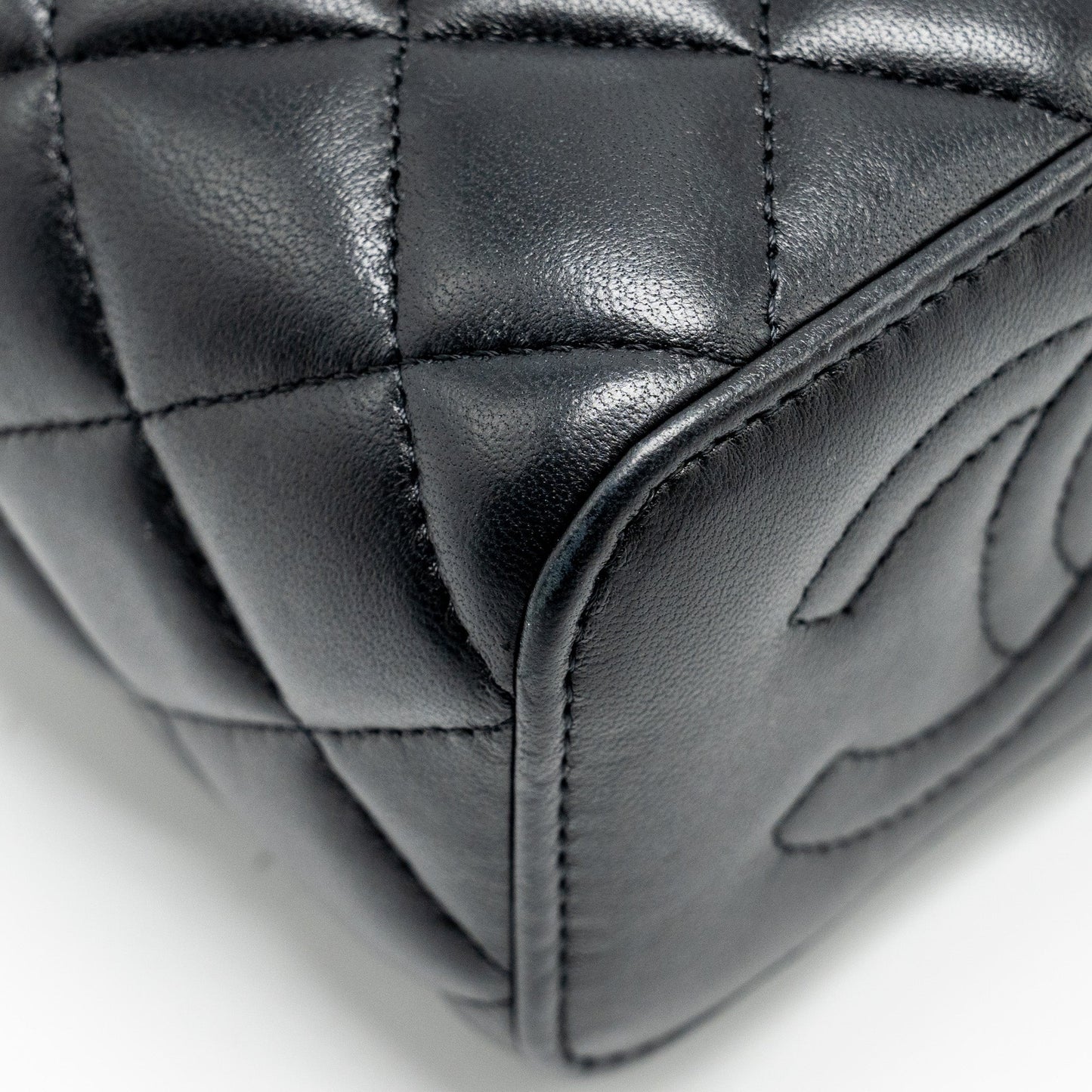 Chanel Top Handle Mini Vanity Case with Chain Lambskin Black GHW (Microchip)