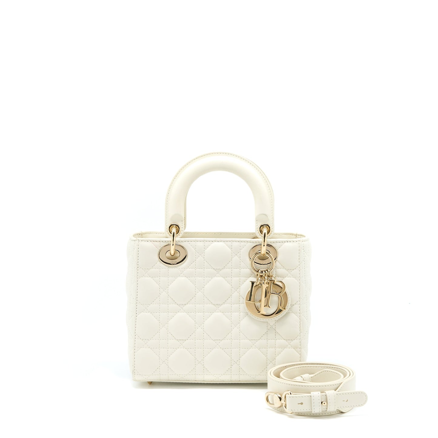Luxury Dior Small Lady Luxury Dior Lambskin White LGHW